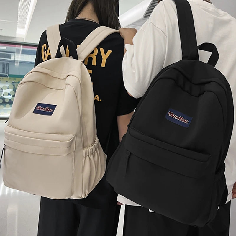 Solid Color Simple Design Woman Man Backpack College School Bag Casual Book Packbags for Teenage Travel Shoulder Bag Rucksack