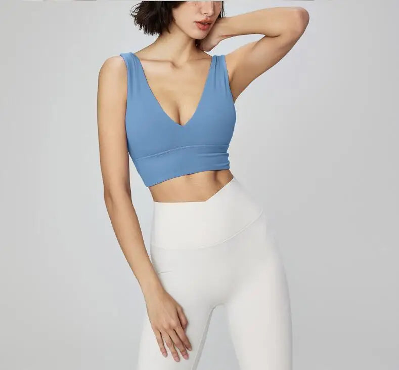 Solid Color Tights  Women Sexy Bra Deep V  Tank Top With Removable Vest Clothe