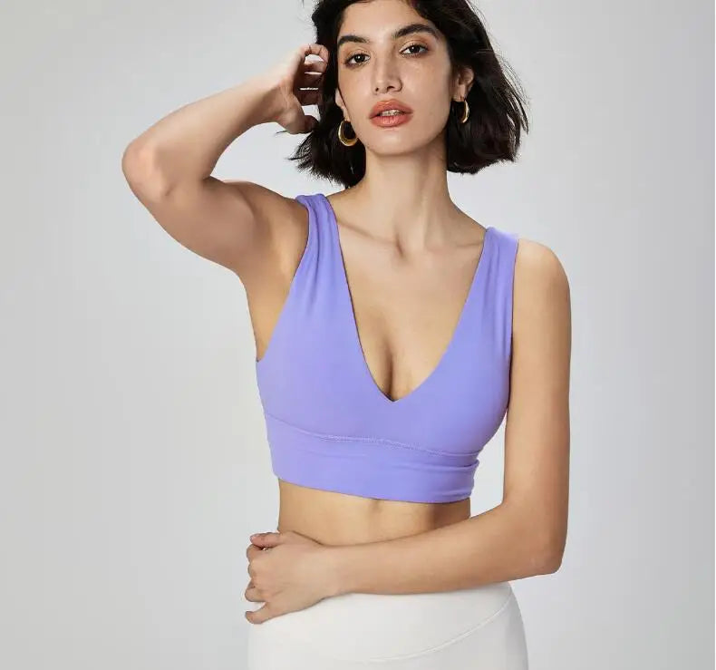 Solid Color Tights  Women Sexy Bra Deep V  Tank Top With Removable Vest Clothe