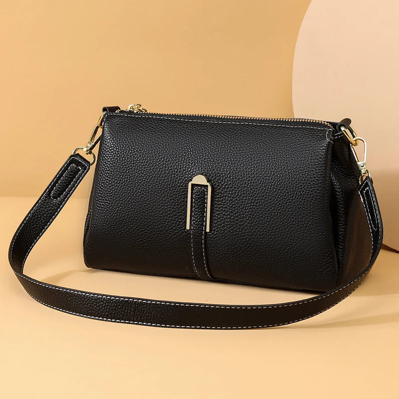 Solid Color Women Genuine Leather Bag Luxury Handbag Women's Bag 2023 High Quality Soft Cowhide Zero Wallet Female Messenger Bag