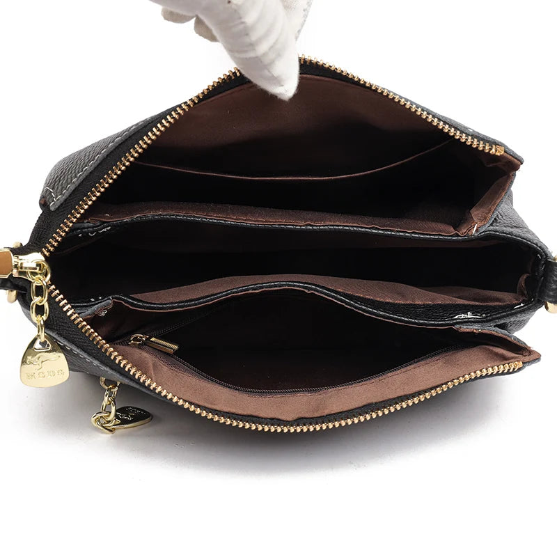 Solid Color Women Genuine Leather Bag Luxury Handbag Women's Bag 2023 High Quality Soft Cowhide Zero Wallet Female Messenger Bag