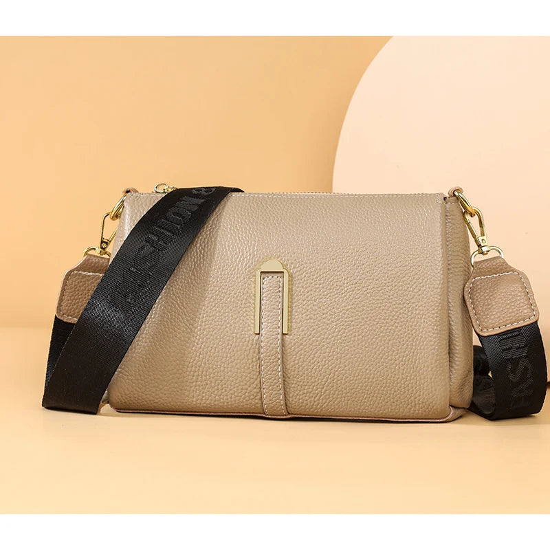 Solid Color Women Genuine Leather Bag Luxury Handbag Women's Bag 2023 High Quality Soft Cowhide Zero Wallet Female Messenger Bag