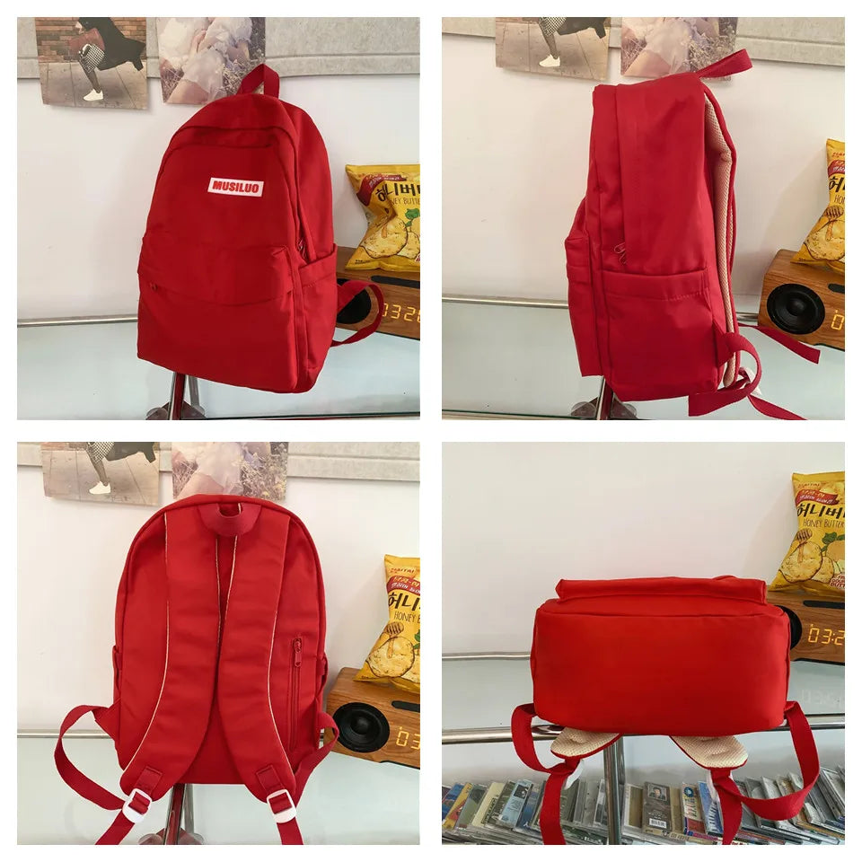 Solid Color Women Large Capacity Backpack Waterproof Nylon Female Schoolbag College Lady Laptop Backpacks Girl Travel Book Bags