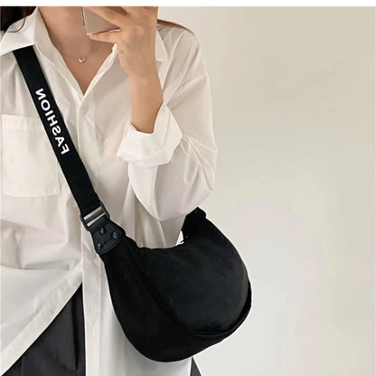 Solid Color Women's Portable Shoulder Bag Simple Female Padded Crossbody Bags Travel Purse Handbags Messenger Bag