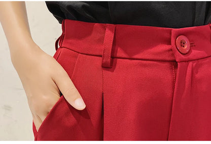 Solid Shorts Plus Size Women Girl Summer Stretch Knee Length Bestie Bosom Friend Shorts Loose Trousers OL Office Pantacourt
