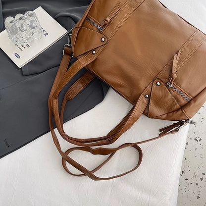 Solid Soft Leather Small Crossbody Bags for Women 2023 Fashion Simple Messenger Bag Designer Casual Shoulder Bag Sac A Main