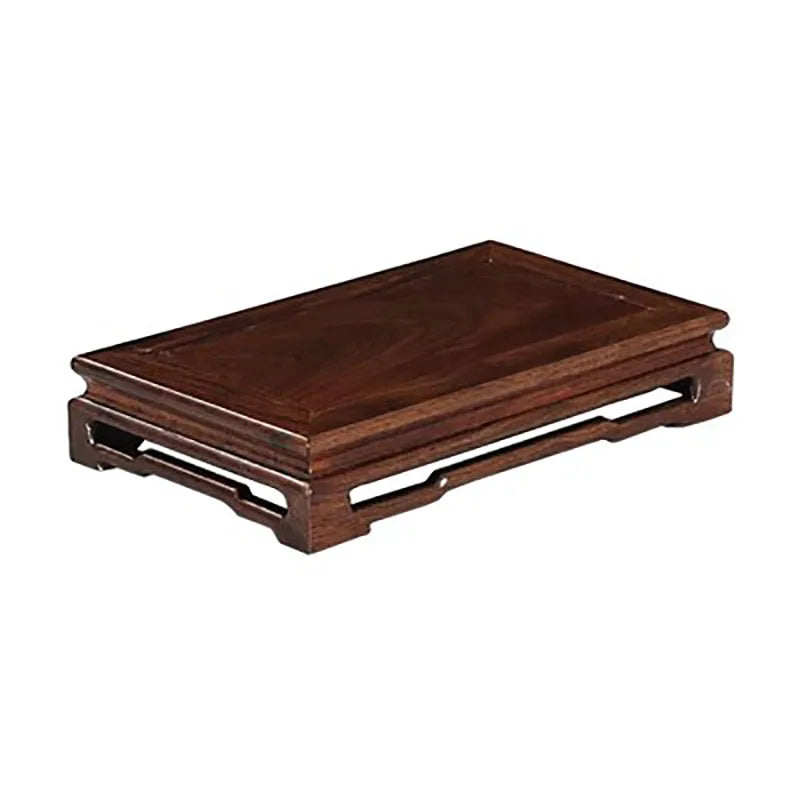 Solid Wood African Ebony Square Rectangular Ornament Vase, Teapot, Buddha Statue, Jade Head, Bonsai, Ming Style, Wooden Base