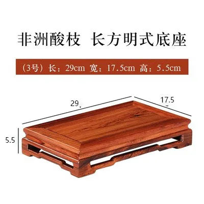 Solid Wood African Ebony Square Rectangular Ornament Vase, Teapot, Buddha Statue, Jade Head, Bonsai, Ming Style, Wooden Base