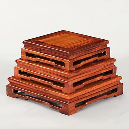 Solid Wood African Ebony Square Rectangular Ornament Vase, Teapot, Buddha Statue, Jade Head, Bonsai, Ming Style, Wooden Base