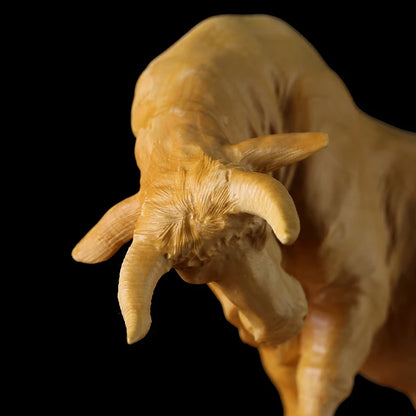Solid Wood Bull Wood Carving Wall Street  Desktop Decoration Zodiac Town Large Cow Ornaments New Year Crafts Carved