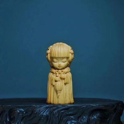 Solid Wood Carving  Jiangnan Four Beautiful women Decorative Figurine Hand-carved Home Room Office Car Decorations Accessories
