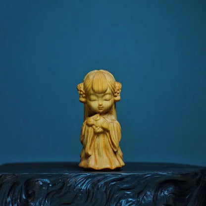 Solid Wood Carving  Jiangnan Four Beautiful women Decorative Figurine Hand-carved Home Room Office Car Decorations Accessories