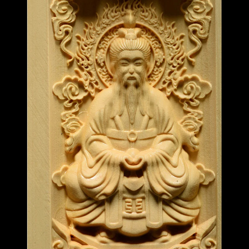 Solid Wood Carving Three Open Buddha Decorative Statue Modern Art Sculpture Collapsible Home Living Room Bedroom Decoration