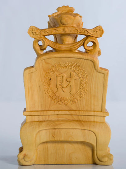 Solid Wood God of Wealth Statue Chinese lucky ornaments Wooden hand-carved  Home Living Room Office Decorations