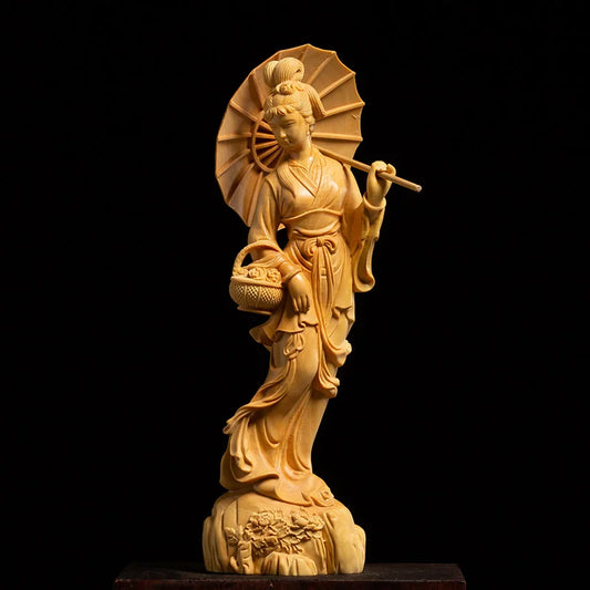 Solid Wood Jiangnan beauty Characters Statue ，Chinese beauty Art  Home living room, room decoration statue Free Delivery
