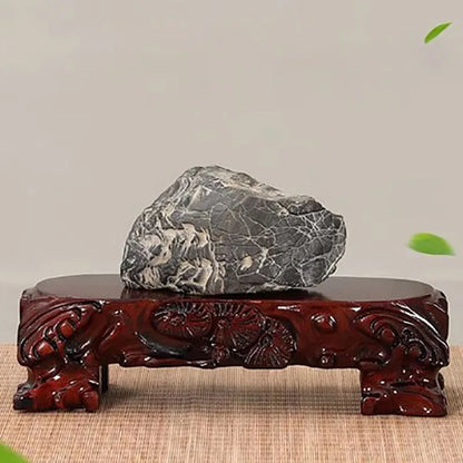 Solid Wood Oval Vase Base, Strange Stone Base, Decoration Shelf Mount, Taishan Stone, Lingbi, Buddha Bracket