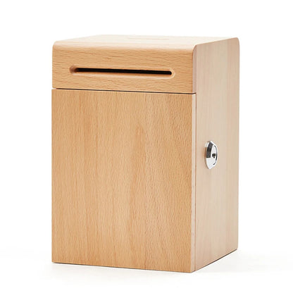 Solid Wood Piggy Bank Thickened Money-Saving Box With Lock  High Quality Durable Coins, Banknotes Decorative Cash Box