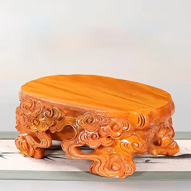 Solid Wood Root Carving Decoration Base, Vase, Bonsai Mount, Taishan Stone, Round Buddha Base, Bracket