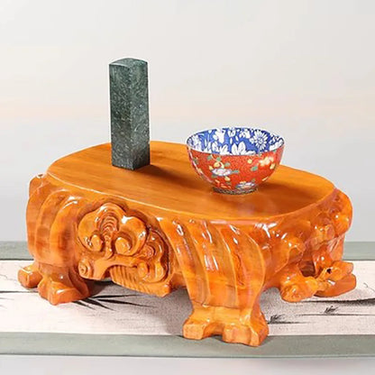 Solid Wood Root Carving Decoration Base, Vase, Bonsai Mount, Taishan Stone, Round Buddha Base, Bracket