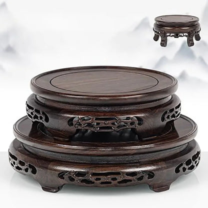 Solid Wood Round Vase Base, Ornamental Handicraft, Incense Burner, Tea Pot, Bonsai, Aquarium, strange Stone, Decoration