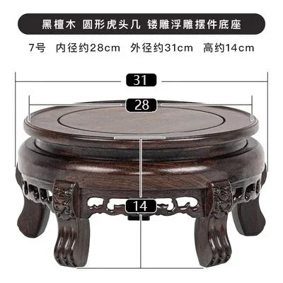 Solid Wood Round Vase Base, Ornamental Handicraft, Incense Burner, Tea Pot, Bonsai, Aquarium, strange Stone, Decoration