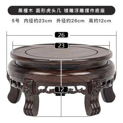 Solid Wood Round Vase Base, Ornamental Handicraft, Incense Burner, Tea Pot, Bonsai, Aquarium, strange Stone, Decoration