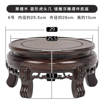 Solid Wood Round Vase Base, Ornamental Handicraft, Incense Burner, Tea Pot, Bonsai, Aquarium, strange Stone, Decoration