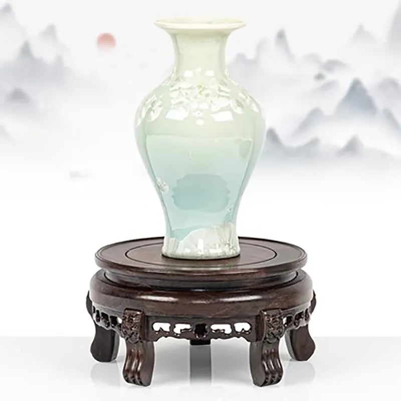 Solid Wood Round Vase Base, Ornamental Handicraft, Incense Burner, Tea Pot, Bonsai, Aquarium, strange Stone, Decoration