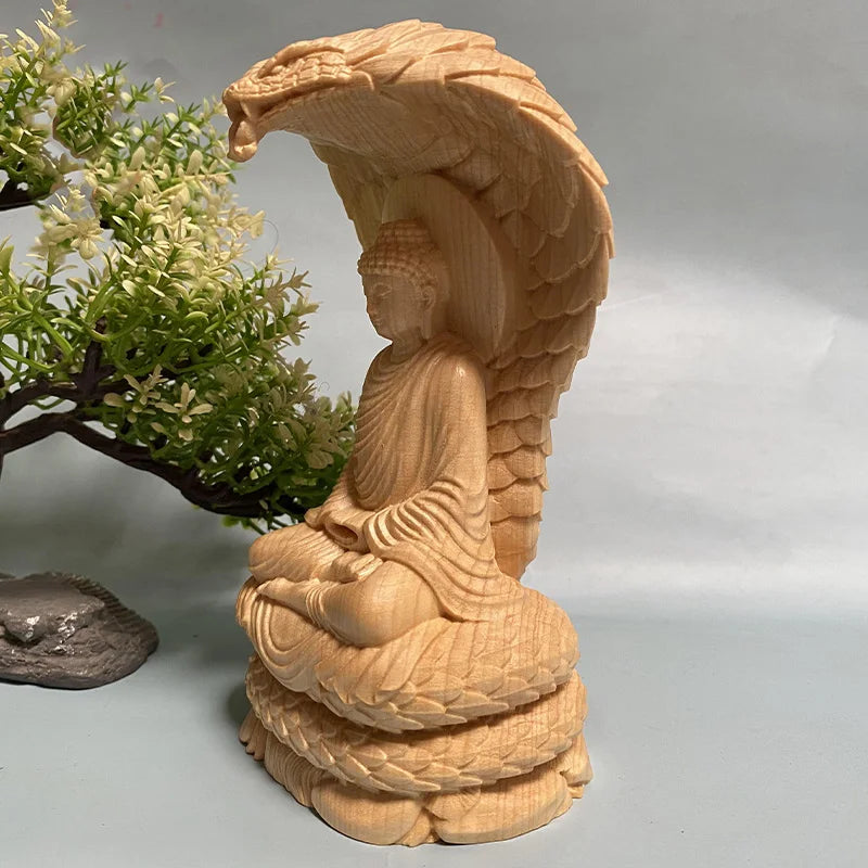Solid Wood Sakyamuni Python Tathagata Statue-  Statue Solid Wood Carving  Creative Home Decor Feng Shui Buddha statue 12cm