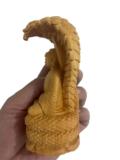 Solid Wood Sakyamuni Python Tathagata Statue-  Statue Solid Wood Carving  Creative Home Decor Feng Shui Buddha statue 12cm