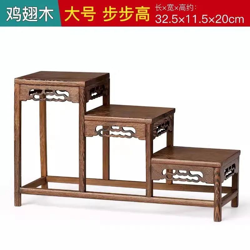 Solid Wood Tea Cup Rack, Mahogany Desktop Storage Rack, New Chinese Tea Pot and Tea Set Display Rack
