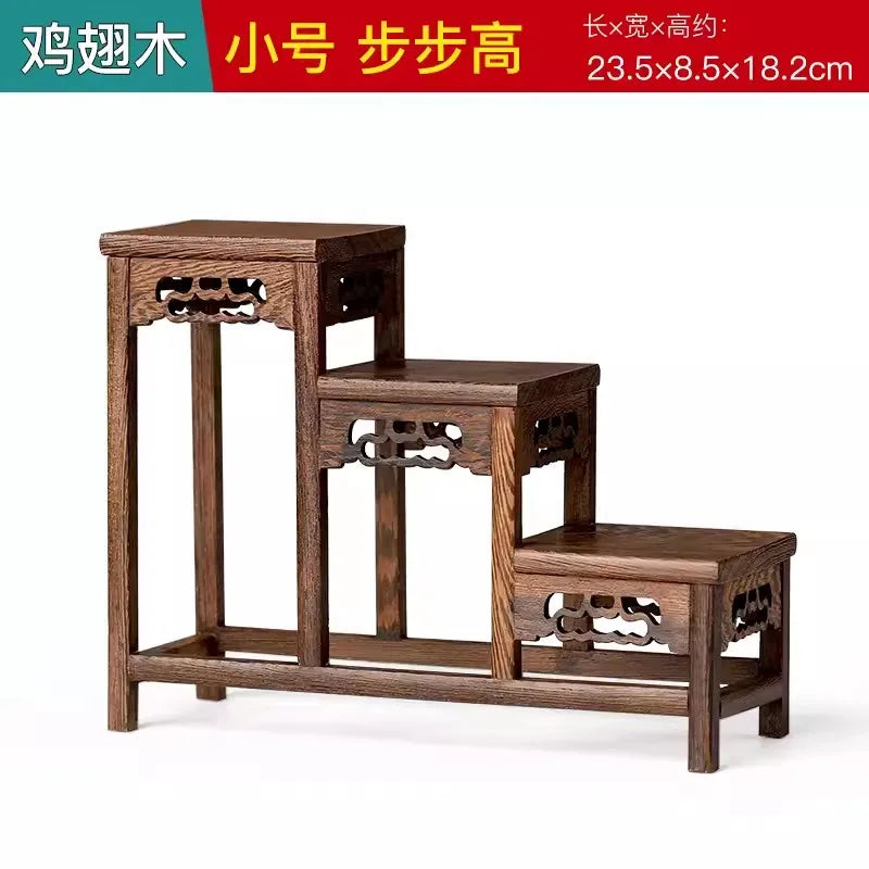 Solid Wood Tea Cup Rack, Mahogany Desktop Storage Rack, New Chinese Tea Pot and Tea Set Display Rack