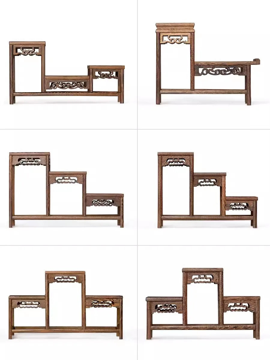 Solid Wood Tea Cup Rack, Mahogany Desktop Storage Rack, New Chinese Tea Pot and Tea Set Display Rack