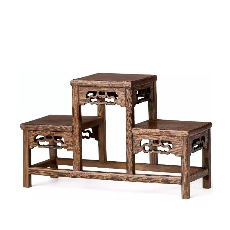 Solid Wood Tea Cup Rack, Mahogany Desktop Storage Rack, New Chinese Tea Pot and Tea Set Display Rack