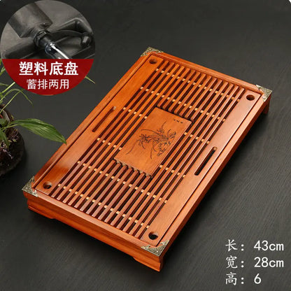 Solid Wood Tea Tray Drainage Water Storage Kung Fu Tea Set Drawer Tea Board Table Chinese Tea Ceremony Tools