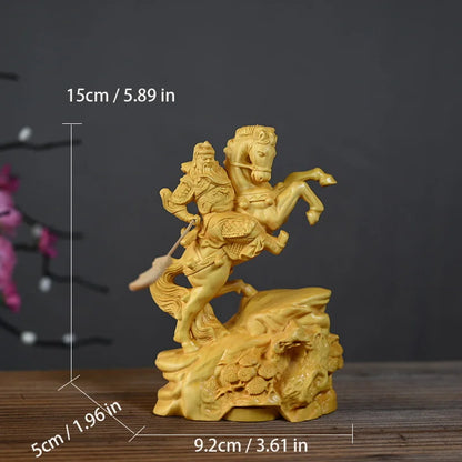 Solid Wood Three Kingdoms Guan Gong Statue A Chinese Historical Figure Riding A Horse Guan Gong Home God of Wealth Ornament