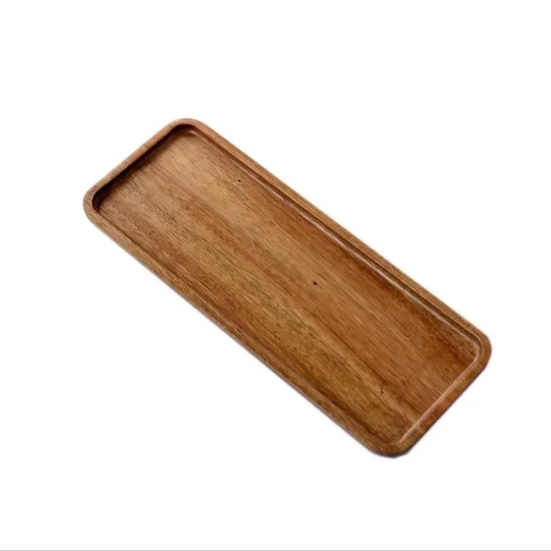 Solid Wooden Storage Tray, Multipurpose Tray, Serving Food, Drinks, Rectangle Teaware, Dessert, Candy, Fruit Bread, Home