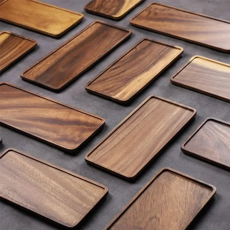 Solid Wooden Storage Tray, Multipurpose Tray, Serving Food, Drinks, Rectangle Teaware, Dessert, Candy, Fruit Bread, Home