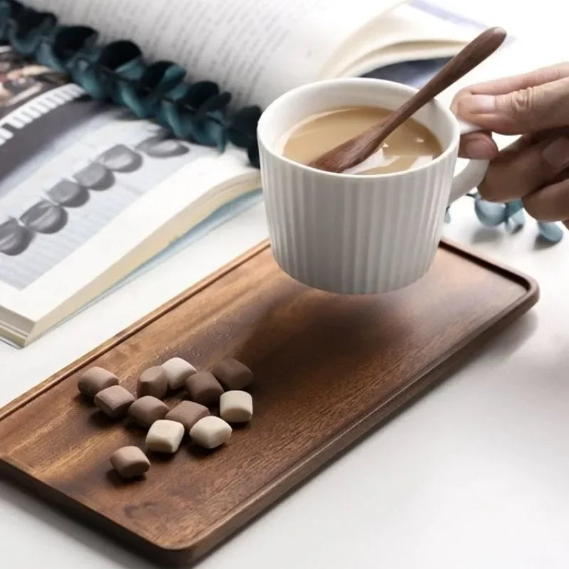 Solid Wooden Storage Tray, Multipurpose Tray, Serving Food, Drinks, Rectangle Teaware, Dessert, Candy, Fruit Bread, Home