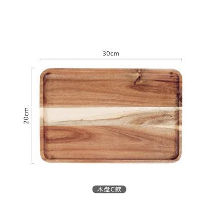 Solid Wooden Storage Tray, Multipurpose Tray, Serving Food, Drinks, Rectangle Teaware, Dessert, Candy, Fruit Bread, Home