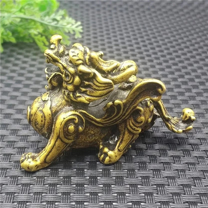 Solid brass pixiu copper carving god beast animal statue evil spirits fortune beast copper ornament feng shui gift
