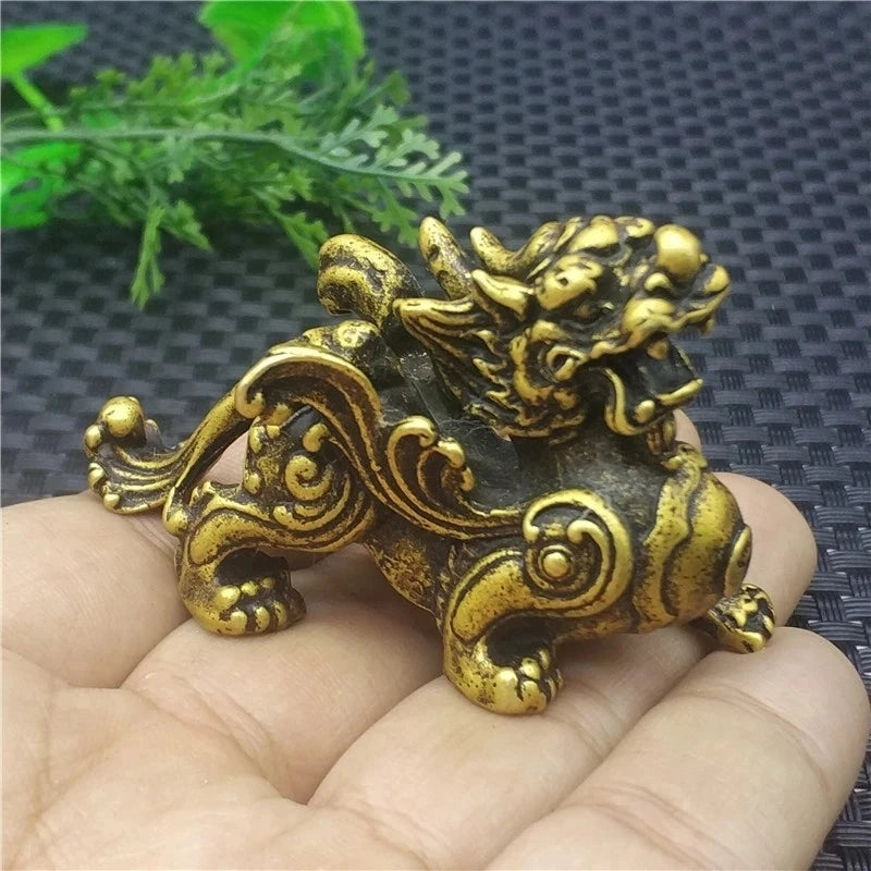 Solid brass pixiu copper carving god beast animal statue evil spirits fortune beast copper ornament feng shui gift