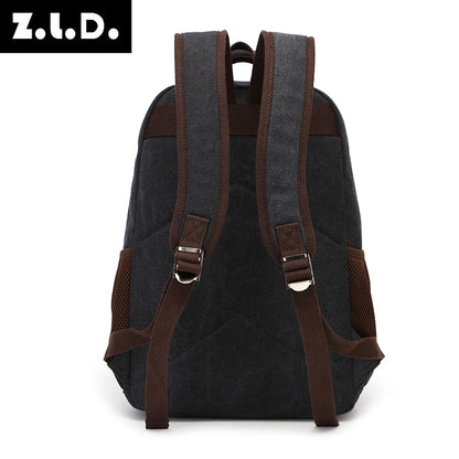 Solid color canvas scool bag school backpack high capacity laptop backpack oem