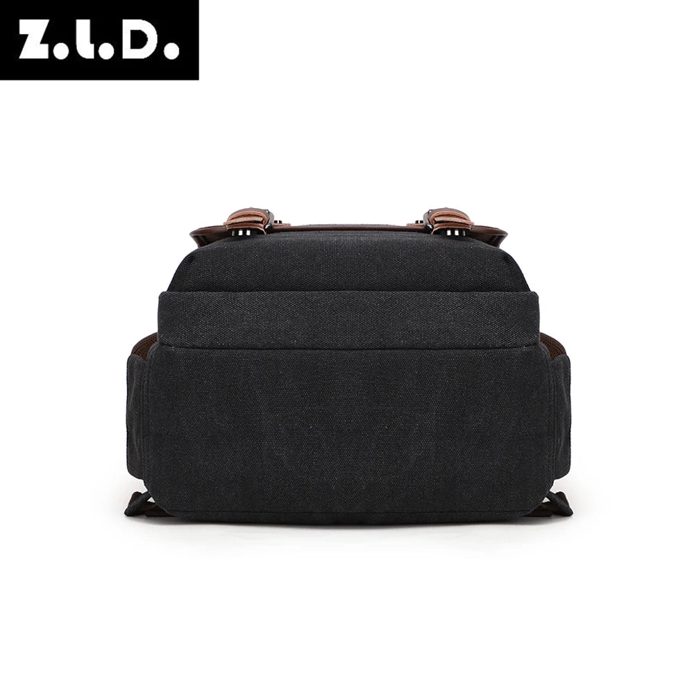 Solid color canvas scool bag school backpack high capacity laptop backpack oem