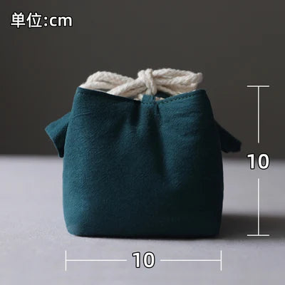 Solid color thickened cotton cloth holds travel bag, tea cup, tea set, tea pot cover
