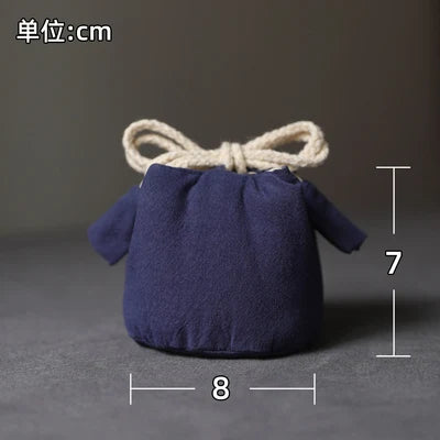 Solid color thickened cotton cloth holds travel bag, tea cup, tea set, tea pot cover