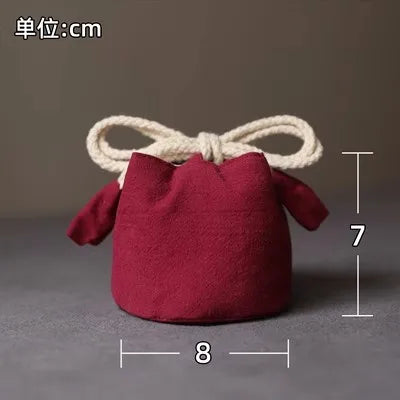 Solid color thickened cotton cloth holds travel bag, tea cup, tea set, tea pot cover