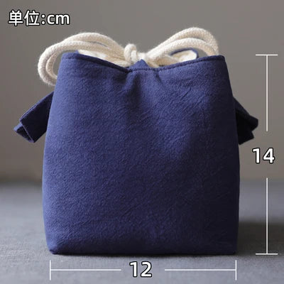 Solid color thickened cotton cloth holds travel bag, tea cup, tea set, tea pot cover