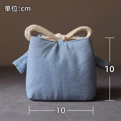 Solid color thickened cotton cloth holds travel bag, tea cup, tea set, tea pot cover