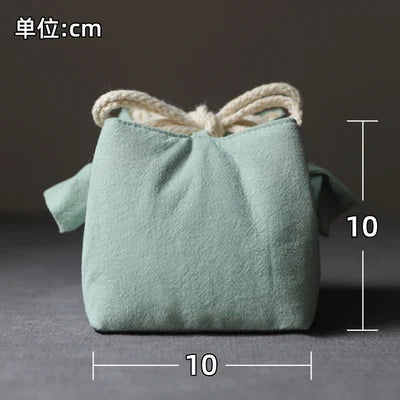 Solid color thickened cotton cloth holds travel bag, tea cup, tea set, tea pot cover